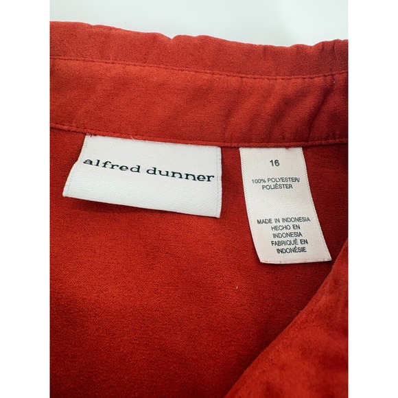 Alfred Dunner Womens Shirt Size 16 Orange Long‎ Sleeve Button Front Pockets - Picture 3 of 7